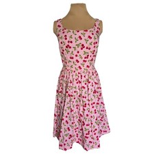 1950's Retro Style Cherry Print Rockabilly Swing Dress Pink Small No Tags 