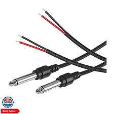 2-Pack 6FT Replacement 6.35mm Male Plug to Bare Wire Open End TS 2 Pole Mono ...