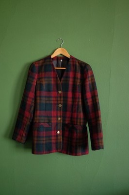 Vintage 80s Edinburgh Wool Vintage Plaid Blazer - Women's M