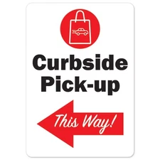 Curbside Pick-up This Way Left Arrow Vinyl Decal Sign for Business or Home