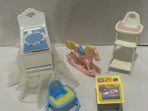 Vintage 80s Barbie Heart Family Baby Furniture And Bedding Accessories