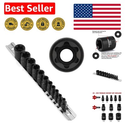 11PCS E-Torx Socket Set with Clip-on Rail for Mechanical Precision