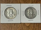 set of 2 Franklin silver half dollars