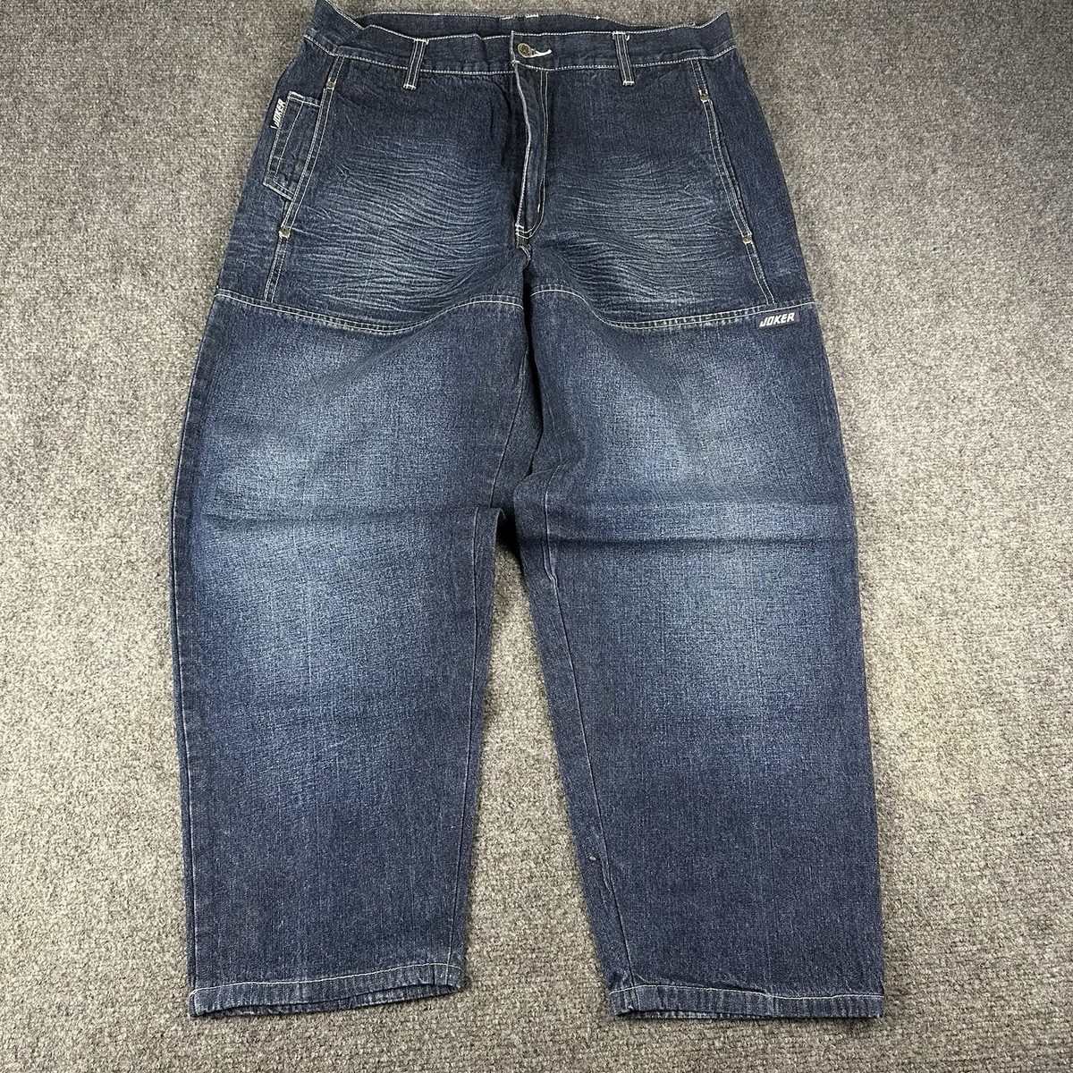 Joker Brand Embroidered Jeans 36x27 Men's Blue Vintage Y2K Tapered