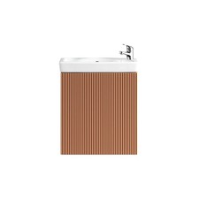 Fluted Cloakroom Vanity Unit Wall Mounted with Chrome Tap and Waste - Orange