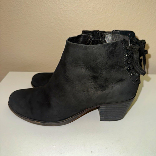 rag & bone Women’s Black Leather Ankle Bootie Round Toe Lace-Up Zip US 8.5
