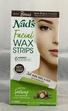 Nad's 24 Facial Wax Strips Gentle Hair Removal for All Skin Types
