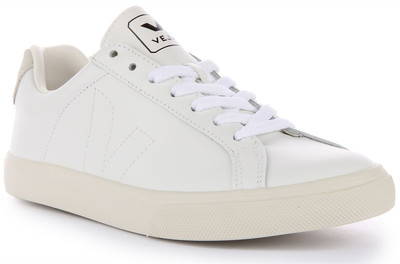 VEJA Esplar Accent Leather Low Top Schnürschuhe Weiß Damen UK 3 - 8