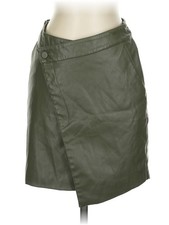 Nicholas Women Green Faux Leather Skirt 4