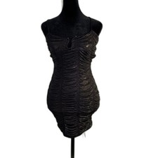 Windsor Black Glitter Ruched Bodycon Mini Dress — Sparkly and Fitted