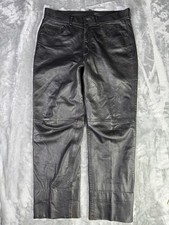 Vintage 1980s Michael Hoban North Beach Black Leather High Rise Pants 34x27 1/2