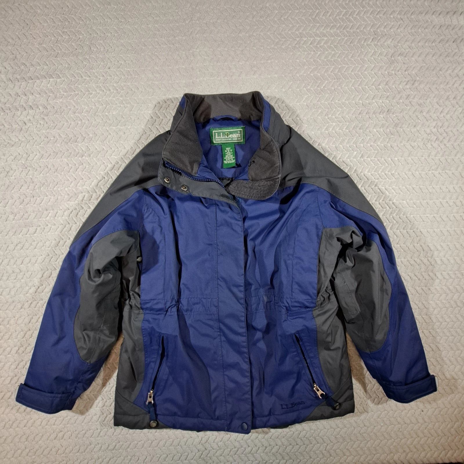 L.L. Bean Kids Navy And Charcoal Puffer Jacket, Size 10/12