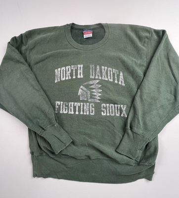 #ad North Dakota Fighting Sioux Sweatshirt Large Green NCAA Champion Reverse Weave $59.99
