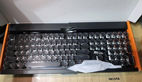 RK ROYAL KLUDGE S108 Typewriter Mechanical Gaming Keyboard RGB Blue Switch Black