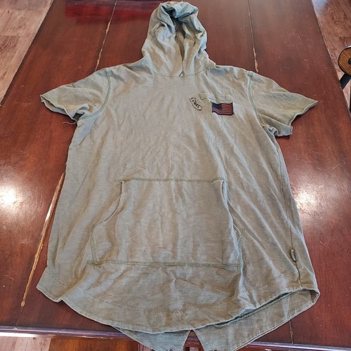 American Rag American Flag USA Hooded T-shirt Men's Medium Green - Picture 1 of 9