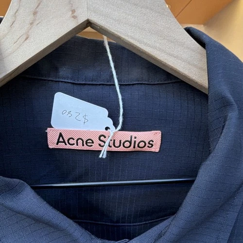Acne Studios Navy Ripstop Military Jacket Button Front Pockets Men's 46 image 4