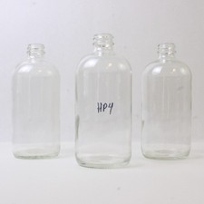 Lot of 3 Clear Glass Boston Round Bottles 7in Collectible