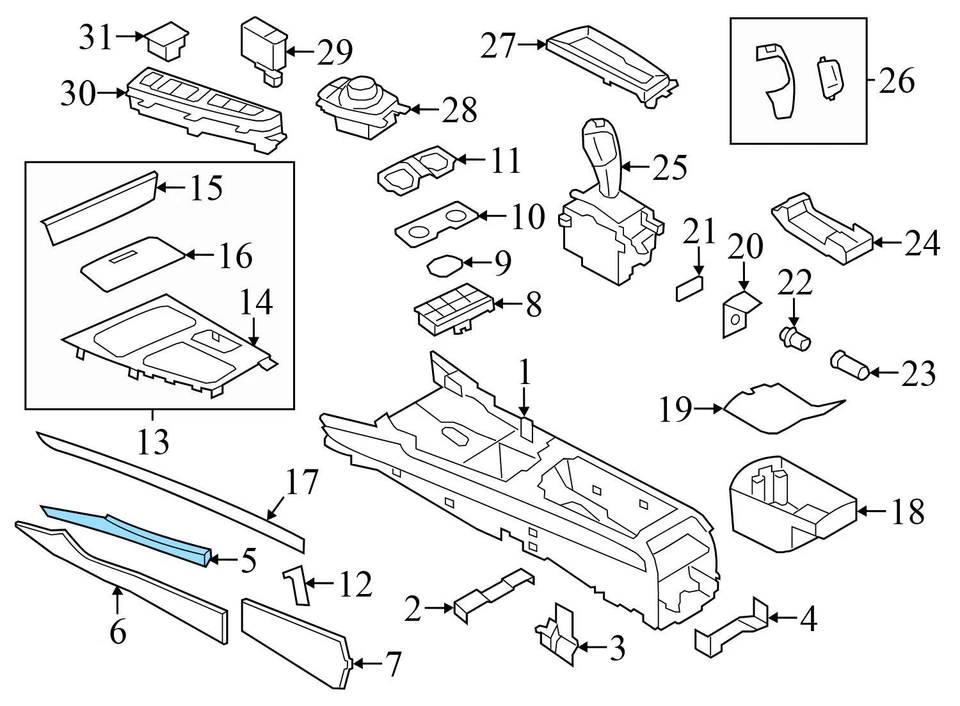 BMW 740I 2010-2015 - Consola central delantera derecha embellecedor/cubierta 9171228 Foto 3 de 4