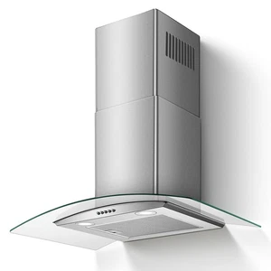 Tieasy 30" Wall Mount Range Hood 450CFM Tempered Glass Vented 3-Speed Fan w/LEDs