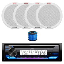 JVC Marine BT CD Stereo Receiver, 4X 6.5" 400W Speakers White w/ Wire