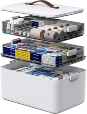 Medicine Storage Organizer, 3-Tier Medicine with Clear Trays and Carry Handle...