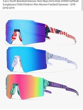 3pcs Youth Baseball Sun Glasses