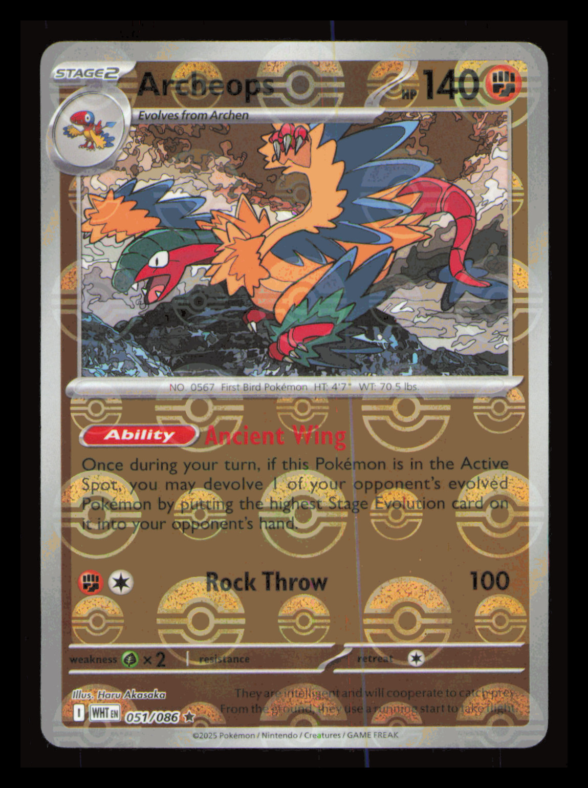 Pokémon Archeops (Poke Ball Pattern) Rare SV: White Flare 051/086 NM