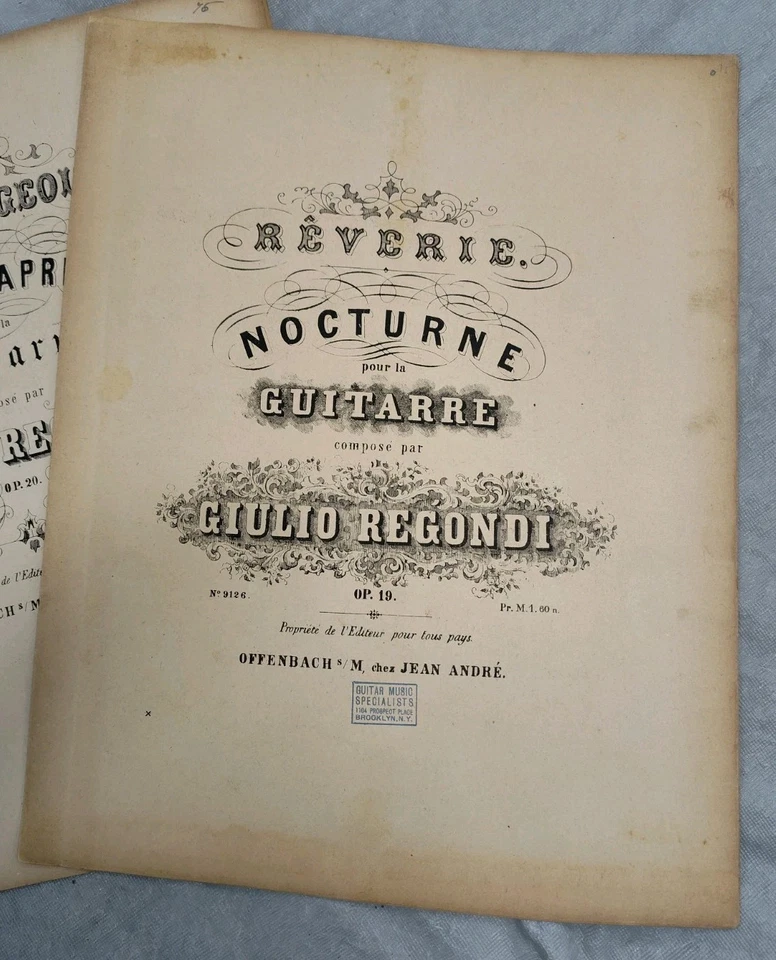Rare Giulio Regondi Op. 19 20 21 22 23 Antique Sheet Music Set Classical Guitar - Image 2 of 4