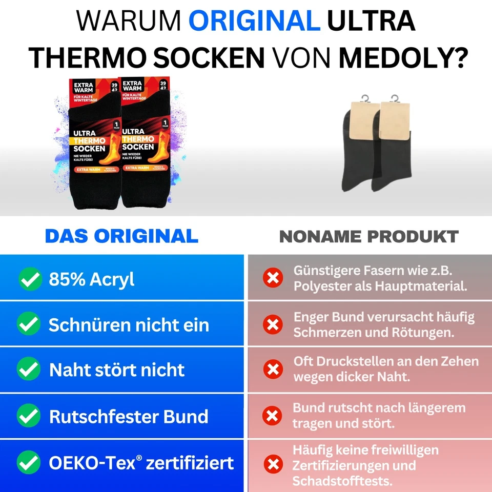 2 Paar ULTRA THERMO Socken Winter Dicke Socken Warm Vollfrottee Damen Herren - Bild 4 von 4