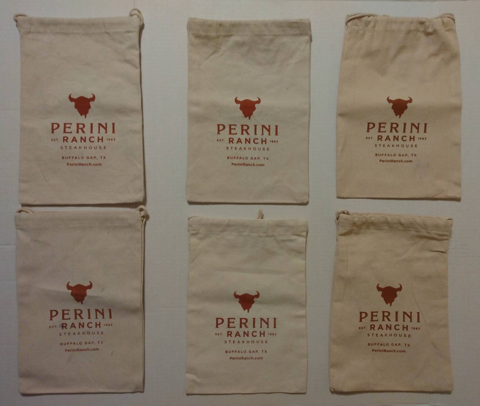 (6) 12 x 8 Inches Canvas Cotton Double Drawstring Reusable Premium Quality Bags