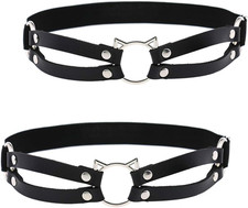 2Pcs Adjustable Elastic Leather Punk Thigh Garter Belts Leg Rings Leg Garters fo