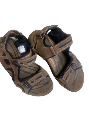 Mossimo Men's Size 11 Brown Sandals Triple hook & Loop Strap Open Toe Sport