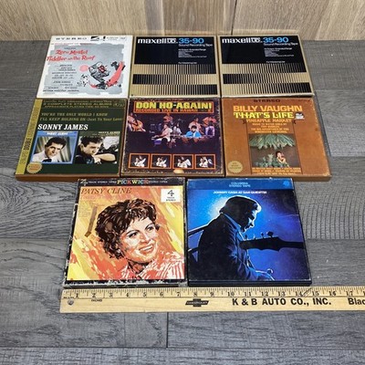 Vintage Reel to Reel Audio Tape Lot 8 Album Johnny Cash Patsy Cline Billy Vaughn