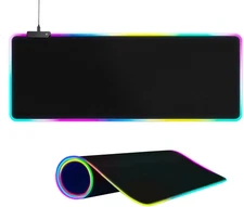 Large RGB Gaming Mouse Pad -15 Light Modes Touch Control Extended Soft Black 