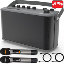 Aursear ES60M Portable Karaoke Machine with 2 UHF Wireless Microphones for Kids