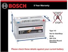 Car Battery S5011 Bosch 115 800A 85Ah 5Yr Warranty 315x175x190