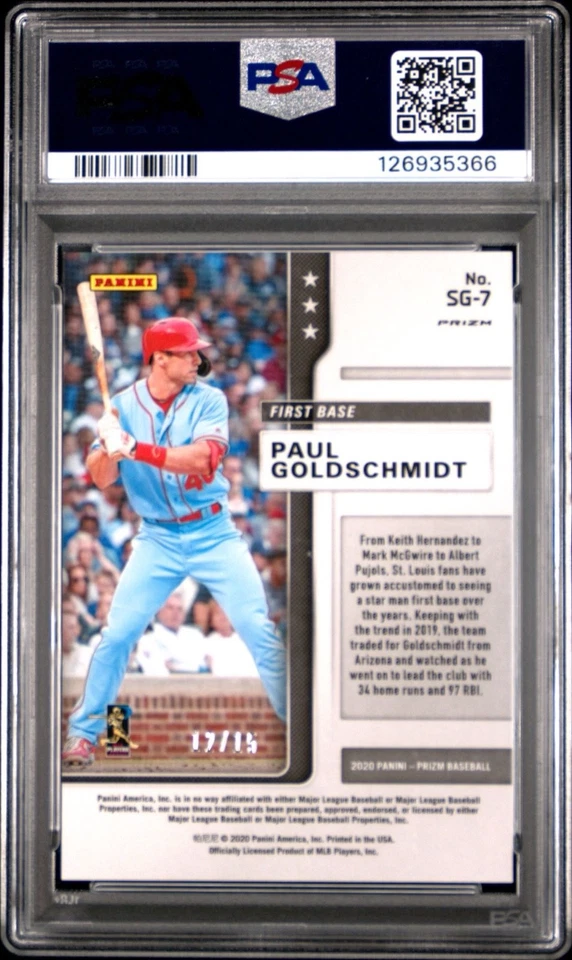 (PSA 10) 2020 Prizm - Paul Goldschmidt #SG7 (Star Gazing) [Teal Donut, /15] Foto 2 de 2