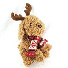 Puppy Dog Stuffed Plush Red Snowflake Scarf Winter Christmas 17" - 22" Tall