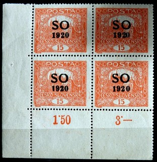 CSR Upper Silesia Mi No 6 D Corner Edge Block of Four Related Types