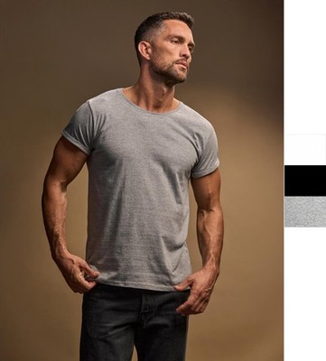 3 Stück Set Tee Jays Herren Roll-Up T-Shirt Baumwolle bedruckbar eingerollte Ärm