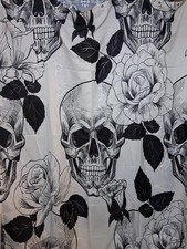 Shower Curtain Skulls And Roses White With Black 60x69 Inches Cloth