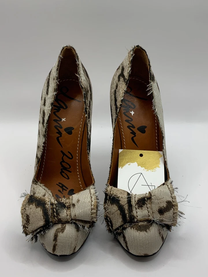Lanvin Tan Animal Print Pump Heels w/ Bows, Size 35 (IT) 5 (US) - Image 2 of 4