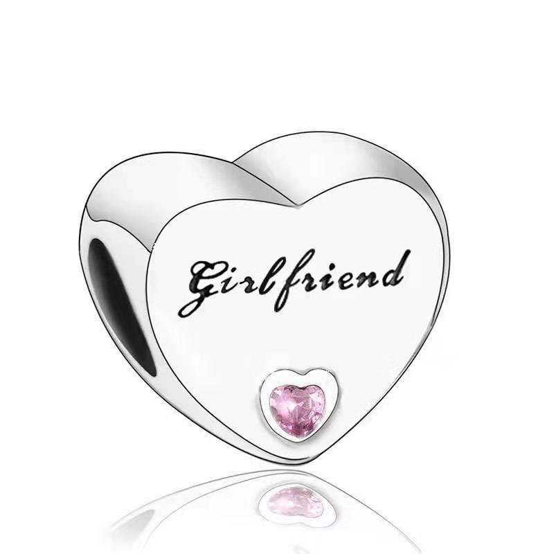 Romantic 925 Silver Couple Heart Charm for Valentine's Day