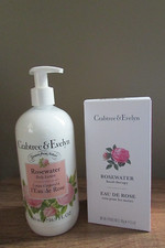 2 lot Crabtree Evelyn Rosewater Body Lotion Hand Therapy -16.9 oz and 3.5 oz
