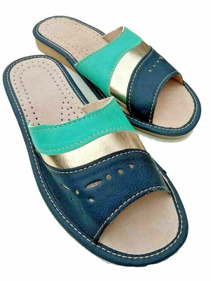 PANTOFOLA D’ORO Pantofole in pelle da donna Mules taglia 3 5 4 5 6 7 sandali infradito UK