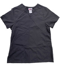 Scrubstar Scrub Top Women's Size Small Black Polyester Blend Short Sleeve V-Neck