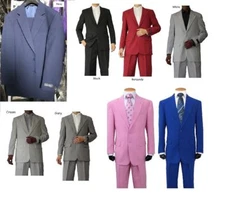 Men's Classic Suit 2 Button Single breasted pink,royal,black,gray,cream,royal,Wt