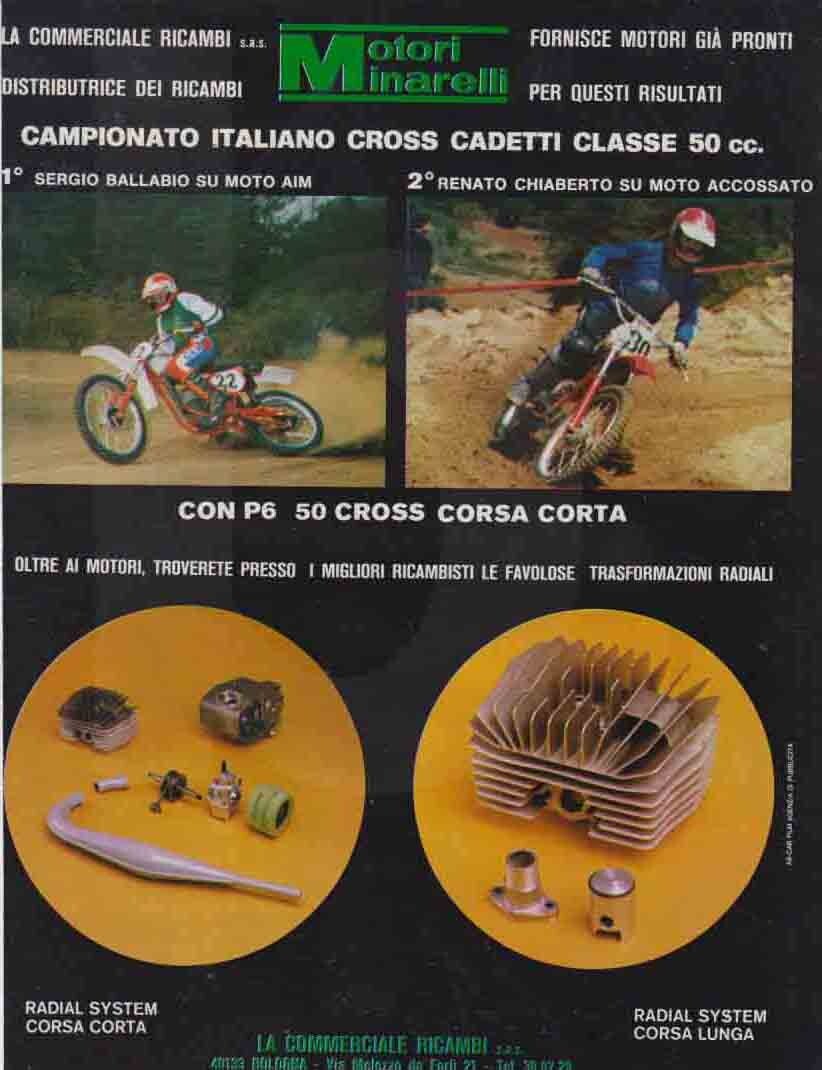 advertising Pubblicità-MOTORI MINARELLI '78-RICAMBI MOTO MOTOCROSS