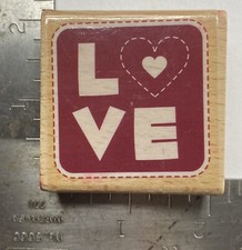 Hampton Art Studio g Rubber Stamp LOVE    Valentine Stitching