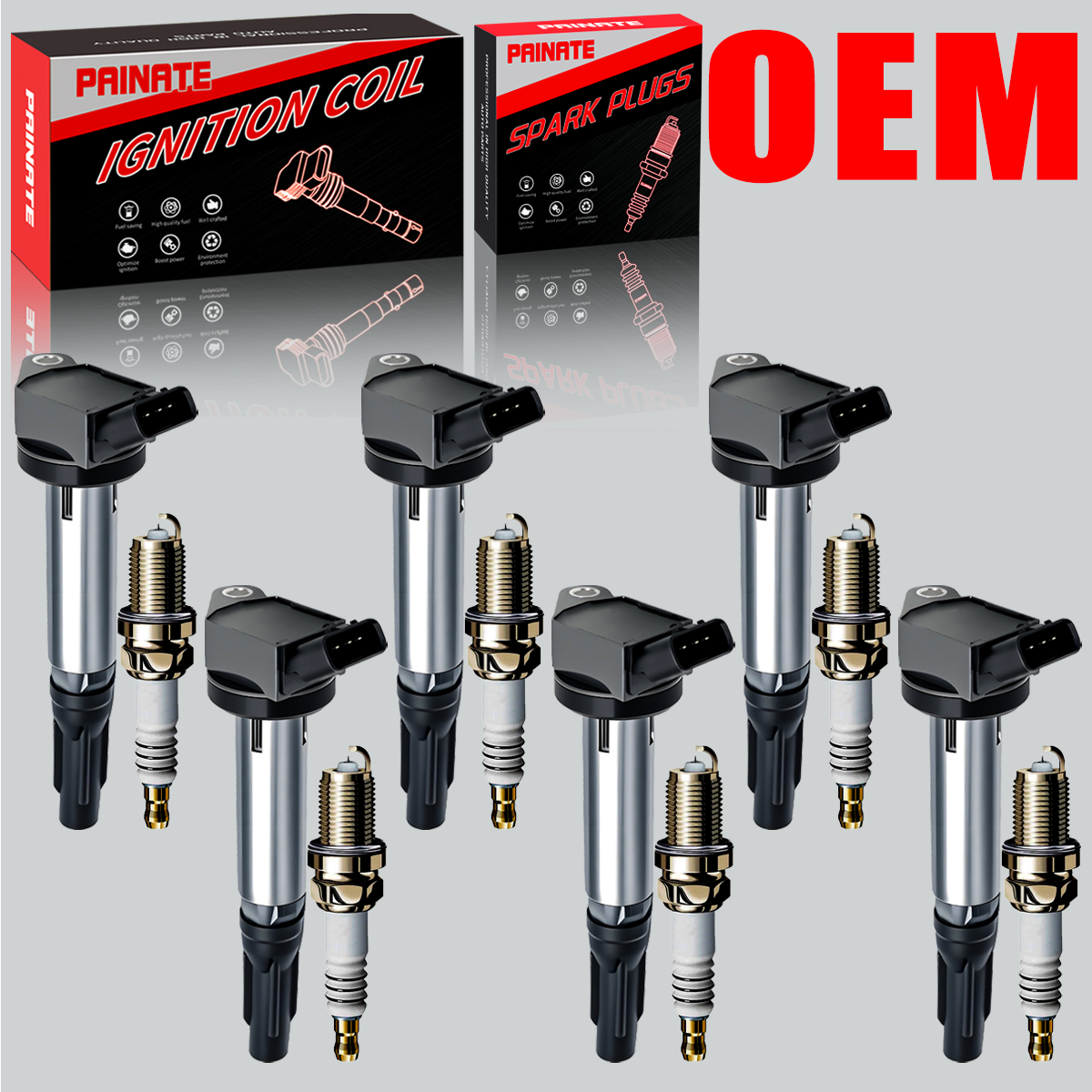 6X OEM Ignition Coil & Iridium Spark Plugs for Toyota Avalon Camry 4Runner UF487